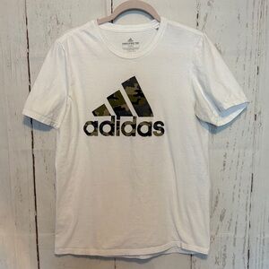 Adidas White Tee with Camo Logo